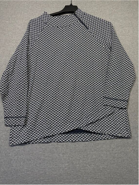 Women's Talbots Sweatshirt 2X Blue and White Geometric